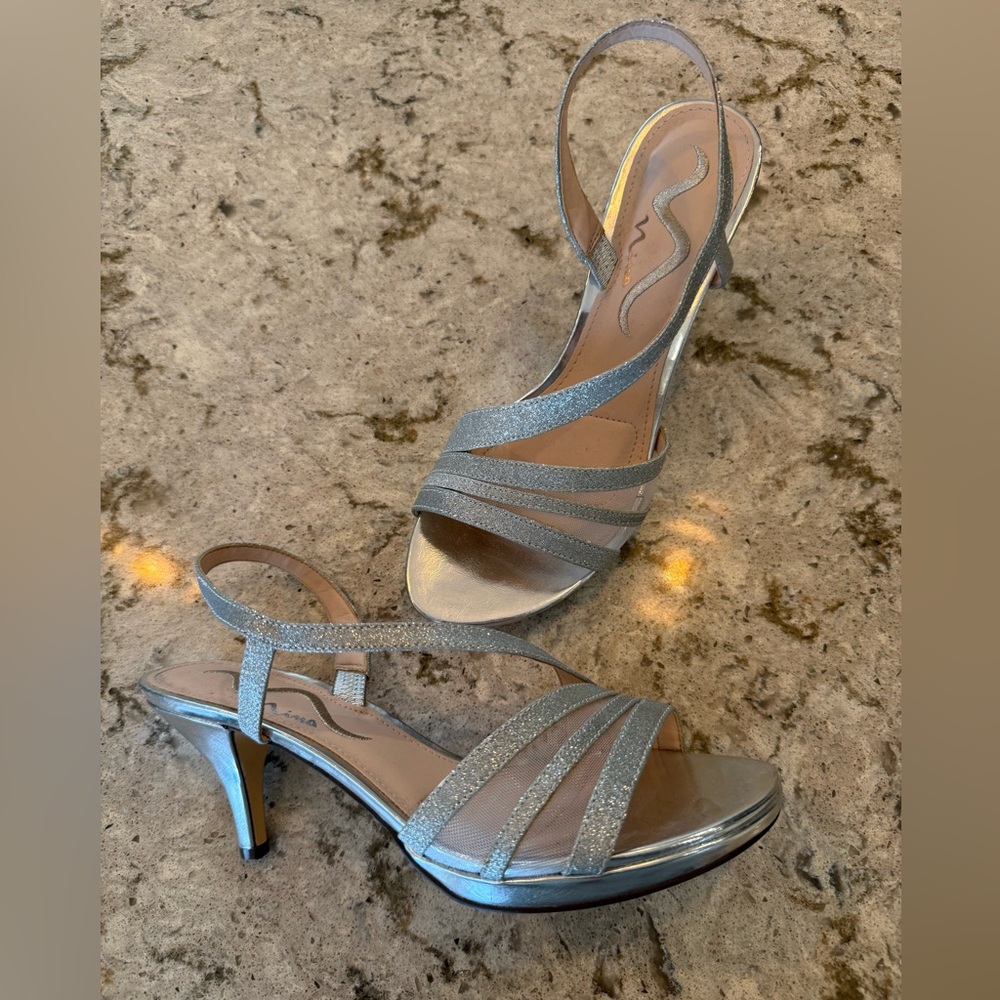 Nina Silver Strappy Heels